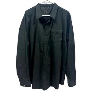 Oneill Black Button Up Long Sleeve Collared Pocket Shirt Cotton Spandex Mens XXL
